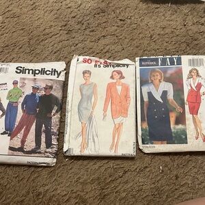1991 simplicity and butterick sewing patterns 3pc lot